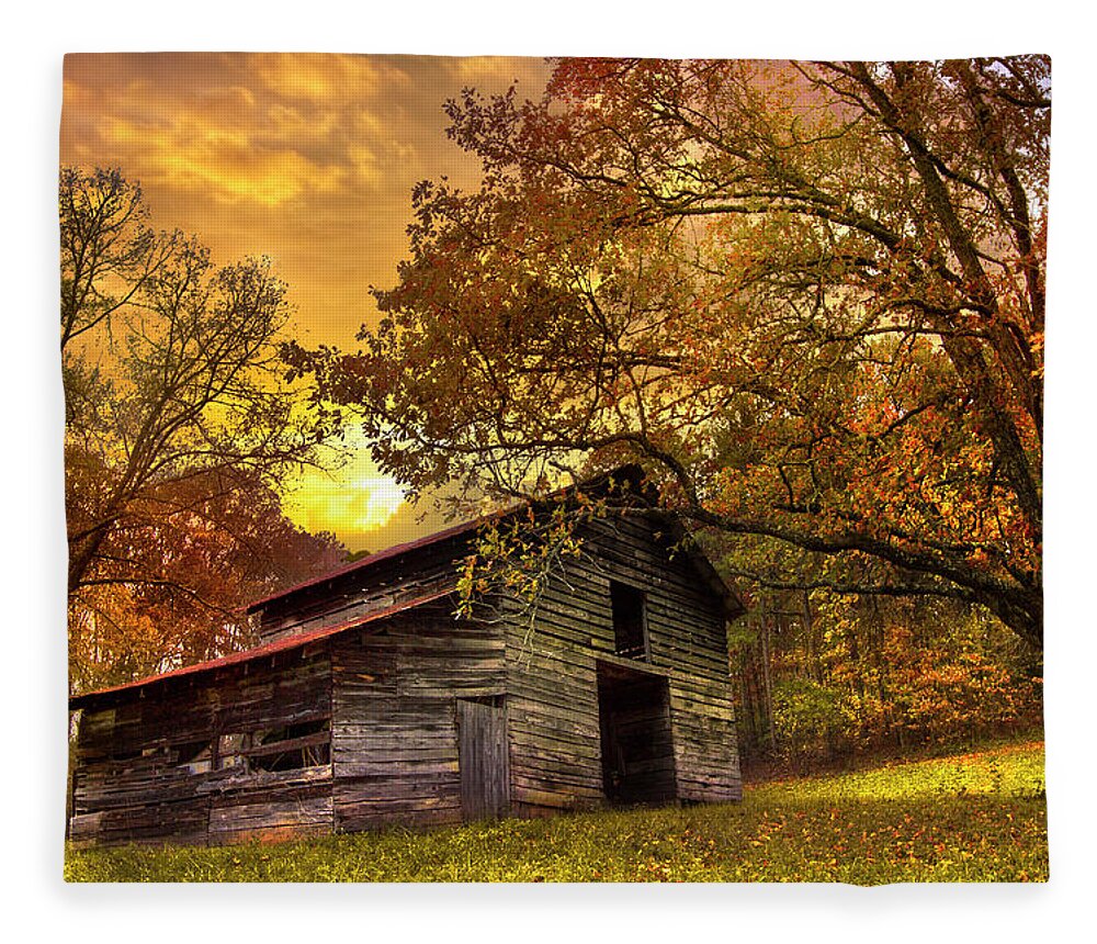 Appalachia Fleece Blanket featuring the photograph Chill of an Early Fall by Debra and Dave Vanderlaan