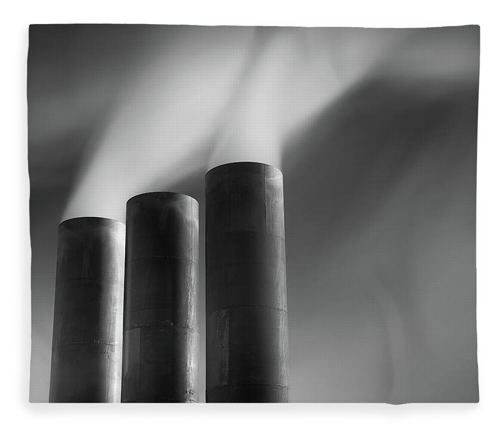 Air Pollution Fleece Blanket featuring the photograph Chimneys Billowing by Mark Voce Photography