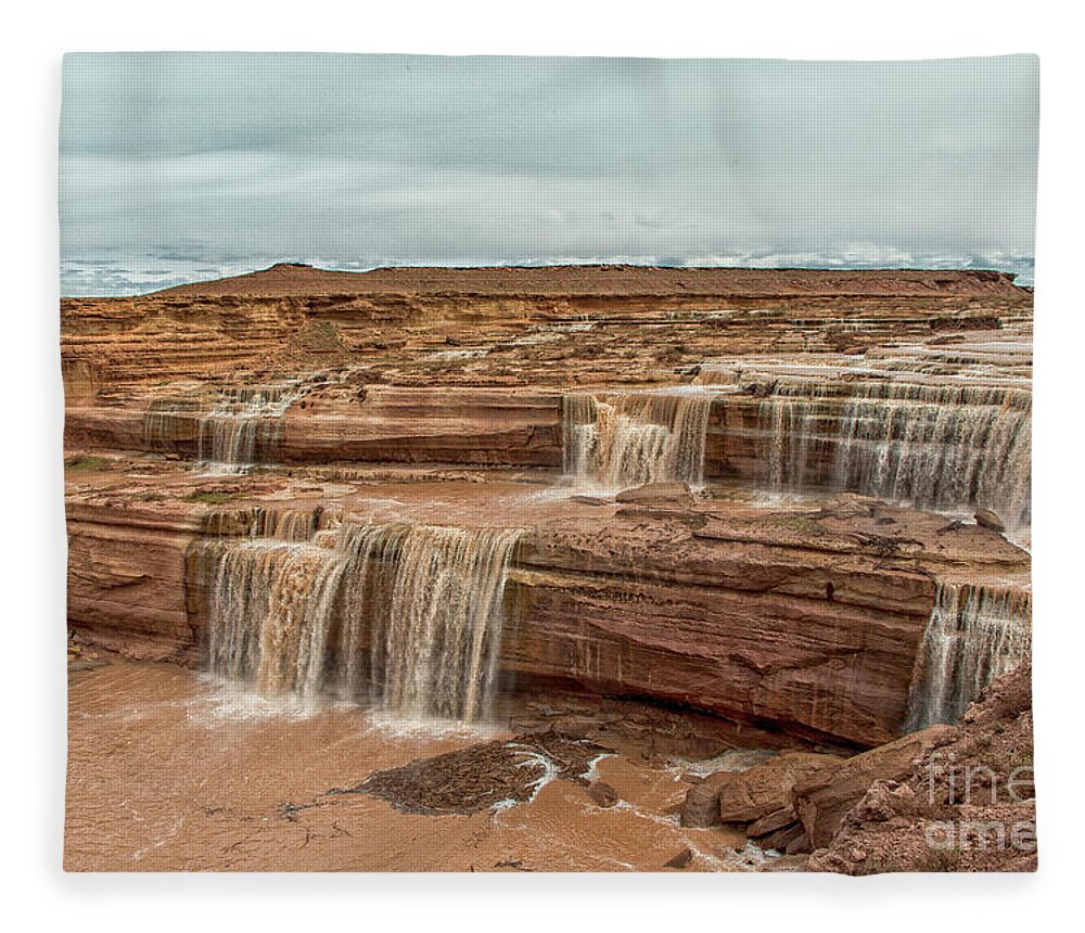Arizona Fleece Blanket featuring the photograph Chocolate Falls by Kathy McClure