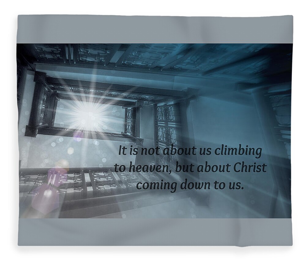 Christ Alone; Stairs; Heaven; Tsarts; Troystapek; Troy Stapek; Faith; Jesus Fleece Blanket featuring the digital art Christ Alone by Troy Stapek