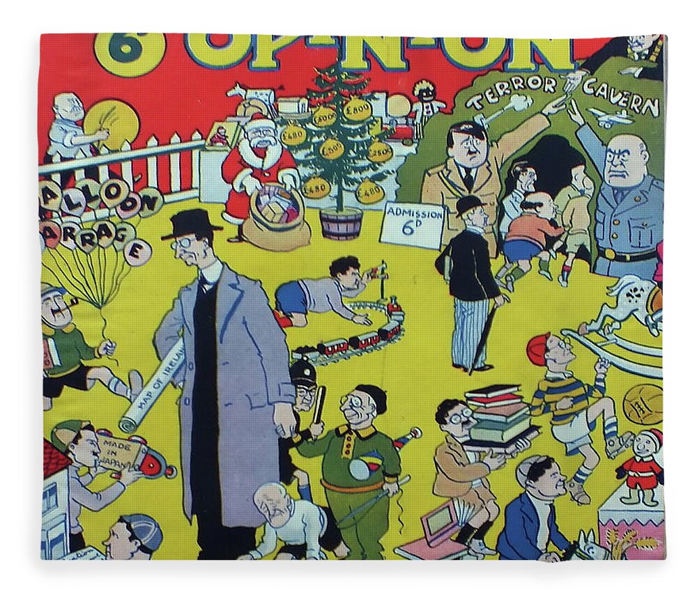  Fleece Blanket featuring the painting Christmas 1938 Dublin Opinion by Val Byrne
