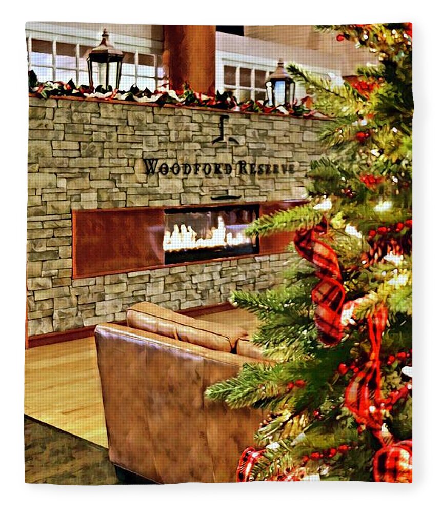 Woodford Reserve Fleece Blanket featuring the digital art Christmas at Woodford Reserve by CAC Graphics