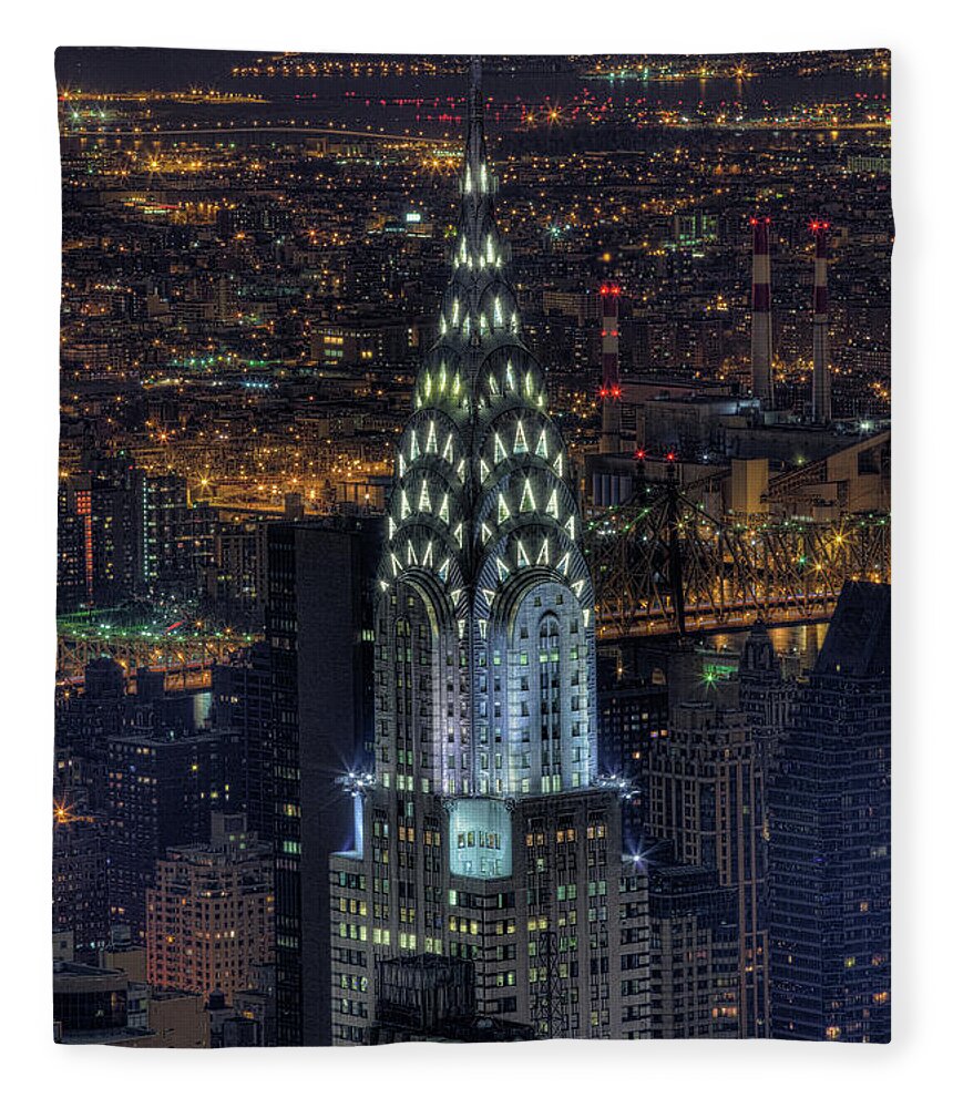 Outdoors Fleece Blanket featuring the photograph Chrysler Building At Night by Jason Pierce Photography (jasonpiercephotography.com)
