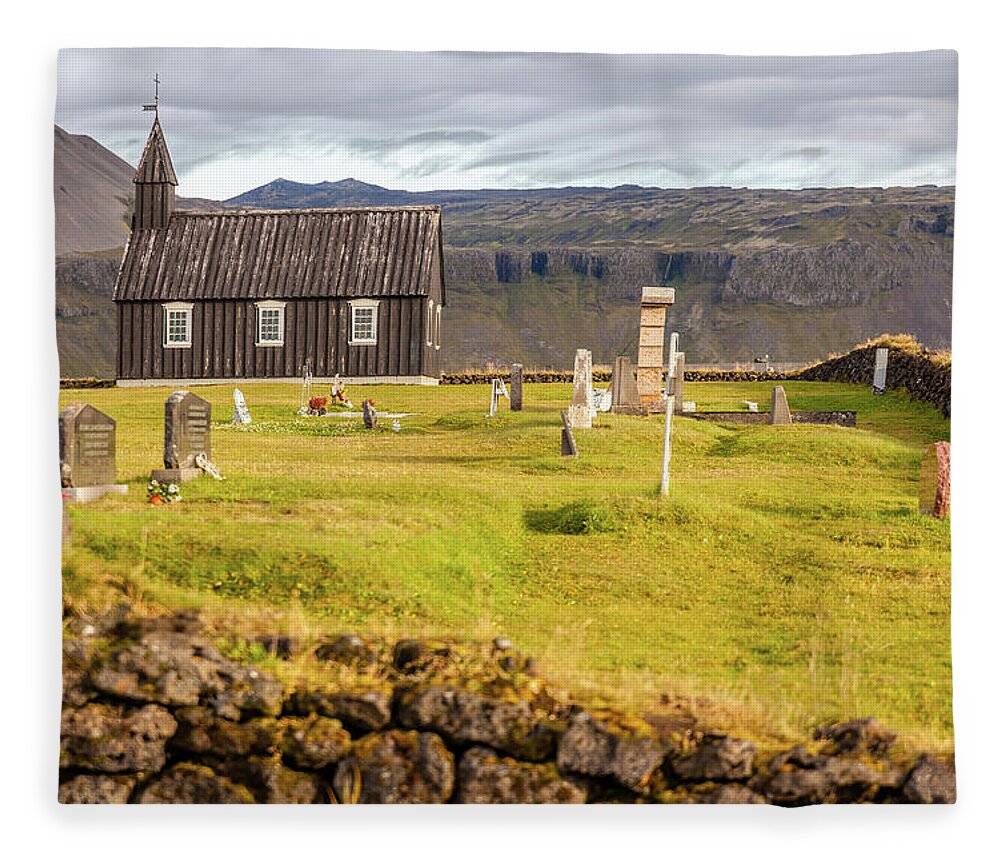 Church Fleece Blanket featuring the photograph Church Cemetery of Iceland by David Letts