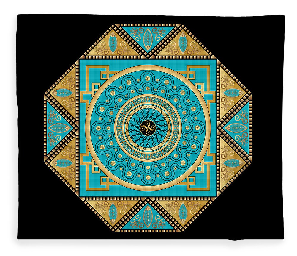 Mandala Fleece Blanket featuring the digital art Circumplexical No 3557 by Alan Bennington
