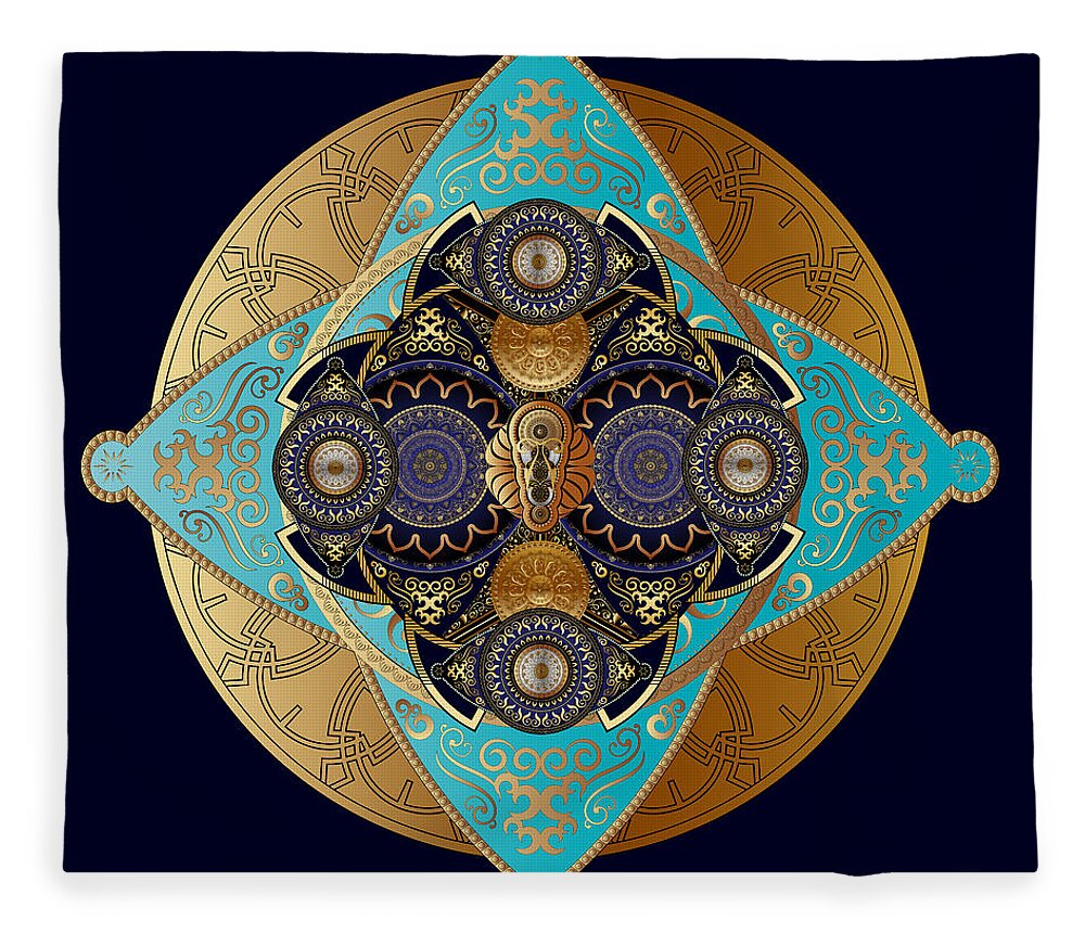 Mandala Fleece Blanket featuring the digital art Circumplexical No 4061 by Alan Bennington