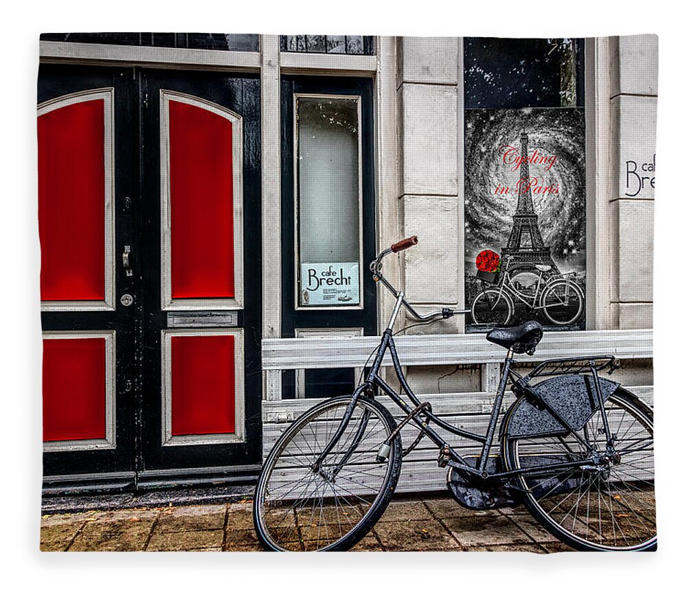 Hdr Fleece Blanket featuring the photograph City Bike Downtown by Debra and Dave Vanderlaan