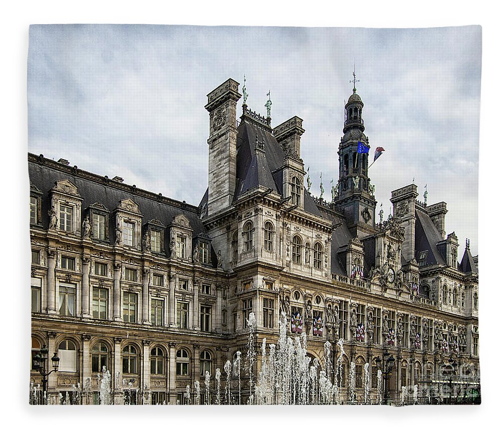 Wayne Moran Photography Fleece Blanket featuring the photograph City Hall Hotel de Ville Paris France by Wayne Moran