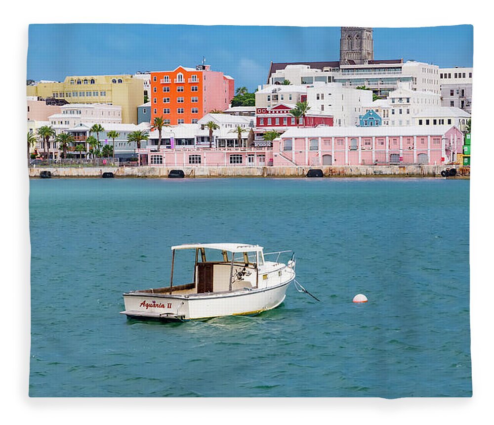 Bermuda Fleece Blanket featuring the photograph City of Hamilton Bermuda by Betsy Knapp