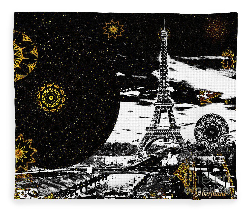 Jazz Fleece Blanket featuring the mixed media City of Lights - Kaleidoscope Moon for Children Gone Too Soon Number 6 by Aberjhani