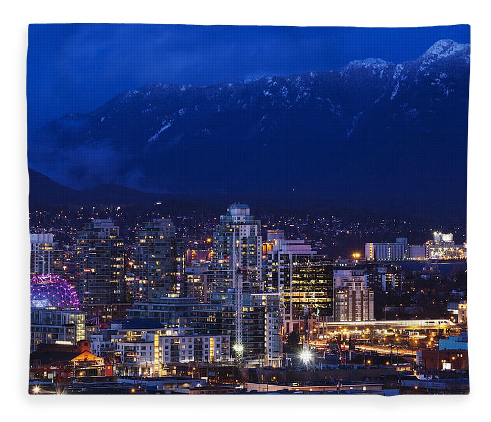 Outdoors Fleece Blanket featuring the photograph City View With Science World by Walter Bibikow