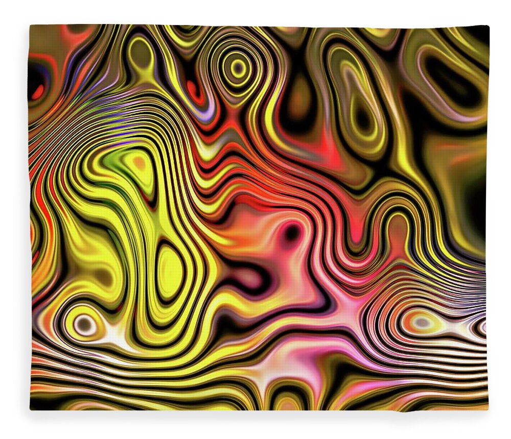 Chaos Fleece Blanket featuring the digital art Classic Chaos Gold by Don Northup