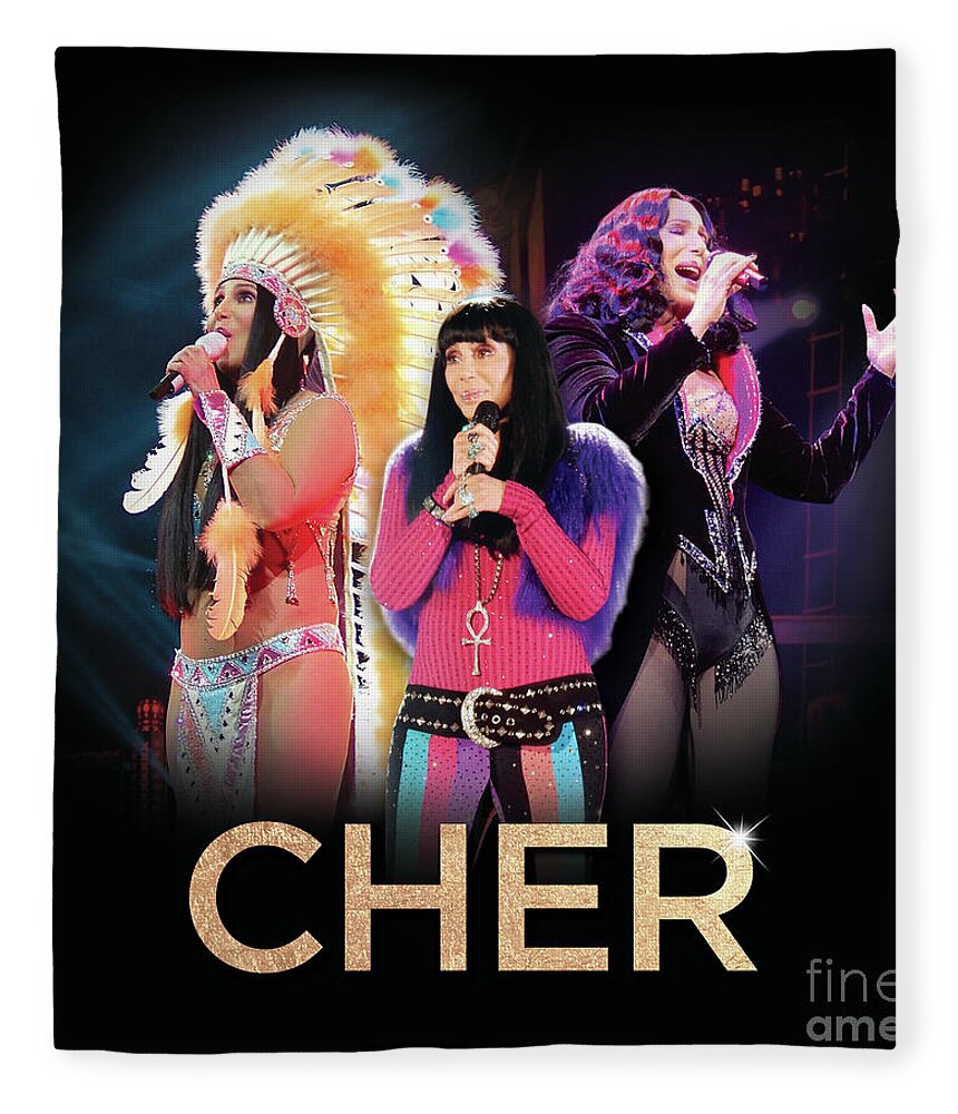 Cher Fleece Blanket featuring the digital art Classic Cher Trio by Cher Style