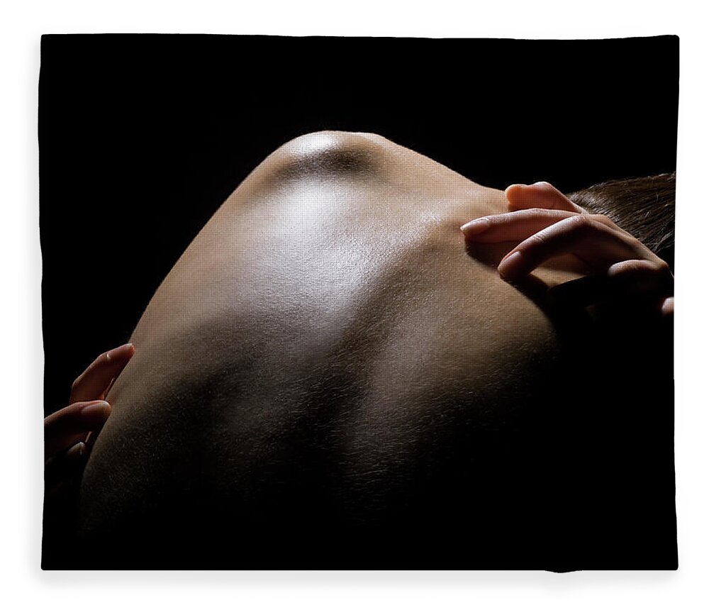 Tranquility Fleece Blanket featuring the photograph Close Up Of A Females Shoulder by Michael H