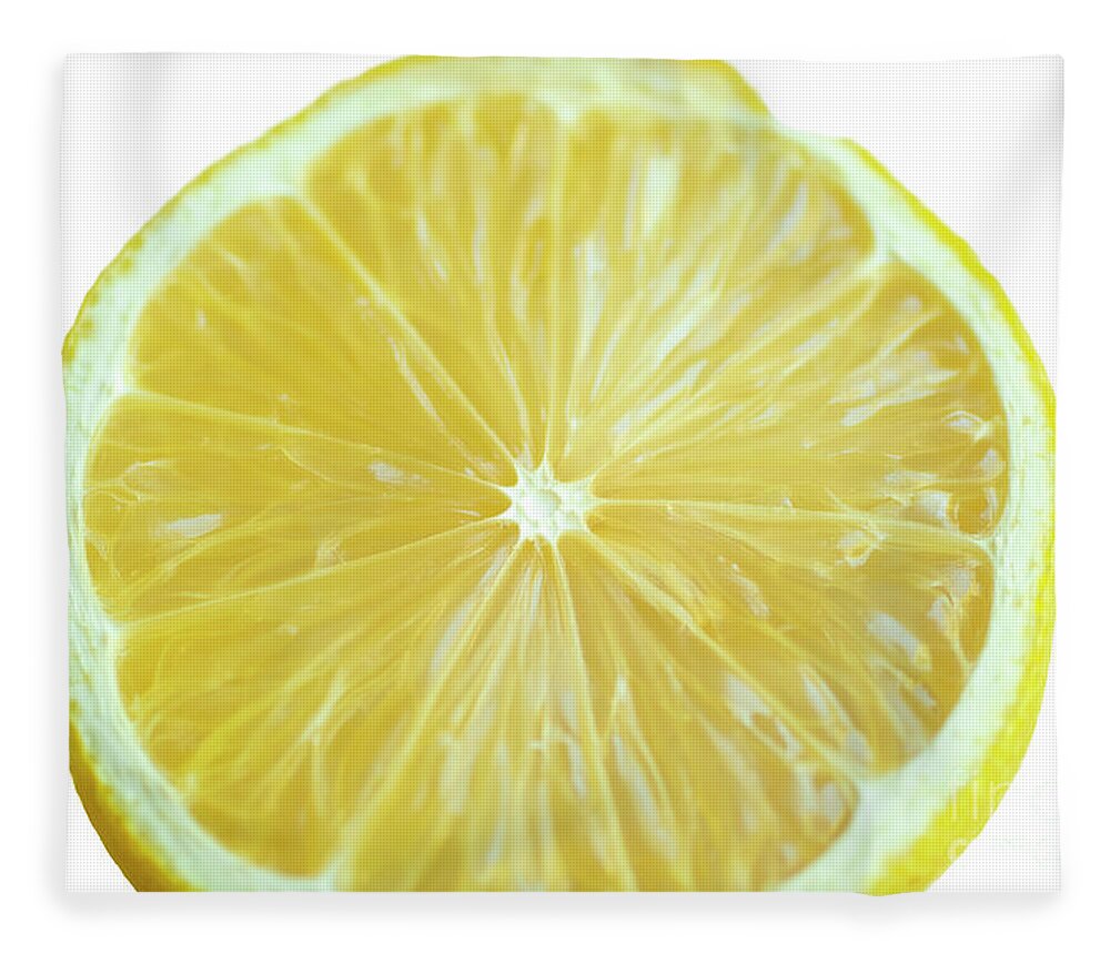Close Up Fleece Blanket featuring the photograph Close up of a lemon slice w1 by Ilan Rosen