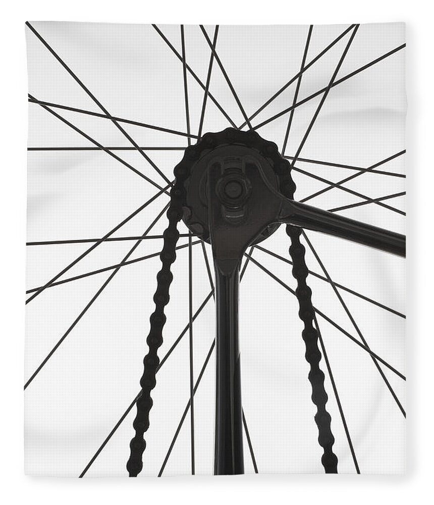 White Background Fleece Blanket featuring the photograph Close-up Of Bicycle Gear And Chain With by Erik Von Weber