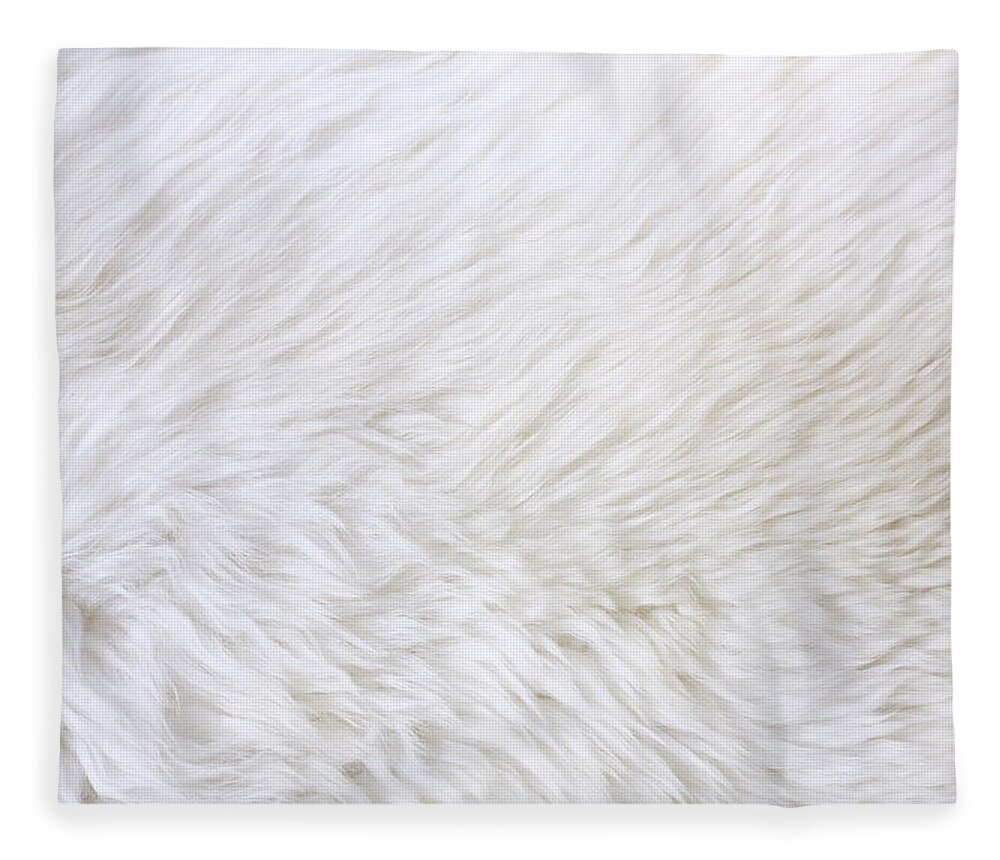 Animal Skin Fleece Blanket featuring the photograph Close Up View Of White Fur Detail by Hypertizer