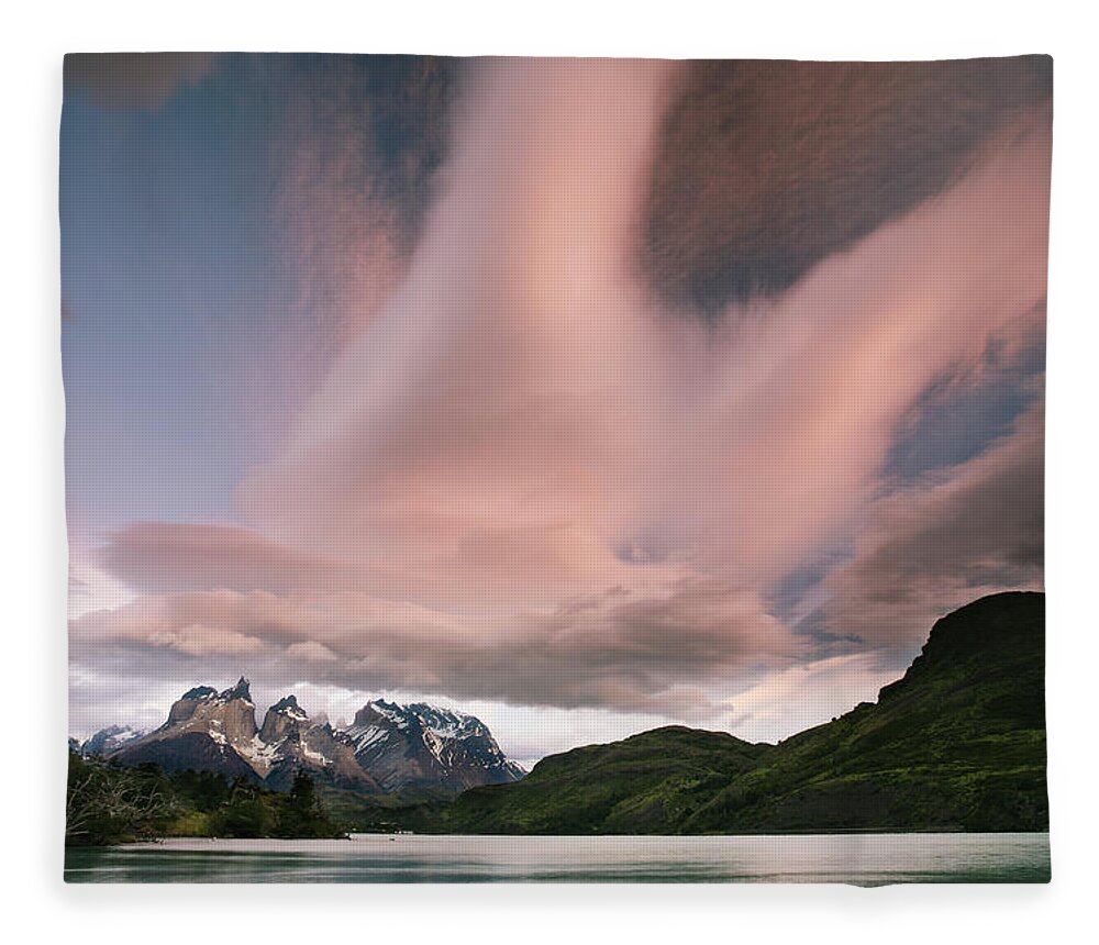 Scenics Fleece Blanket featuring the photograph Cloud Formations In The Sunset Light by Mint Images - Art Wolfe