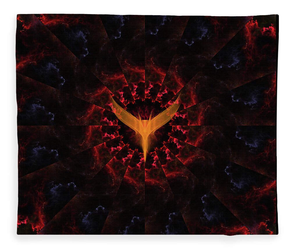 Clouds Of Fire Fleece Blanket featuring the digital art Clouds Of Fire On Brick Mural by Rolando Burbon