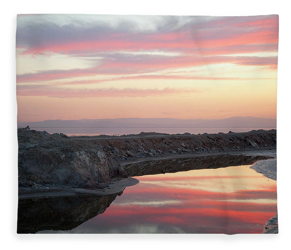 Majestic Fleece Blanket featuring the photograph Clouds Reflected In Inlet At Sunset by Timothy Hearsum