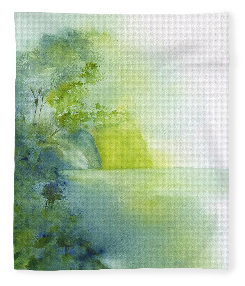 Coastal Sunrise Fleece Blanket featuring the painting Coastal Sunrise by Frank Bright