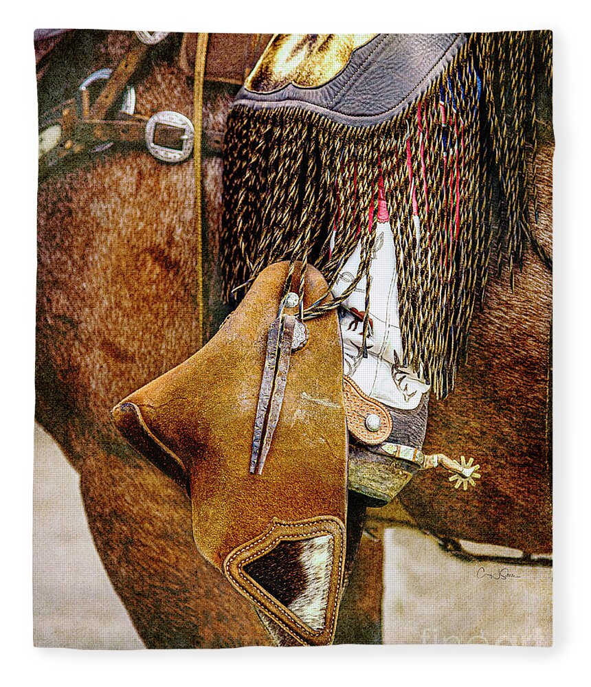 Cody Fleece Blanket featuring the photograph Cody Spur and Cowboy by Craig J Satterlee