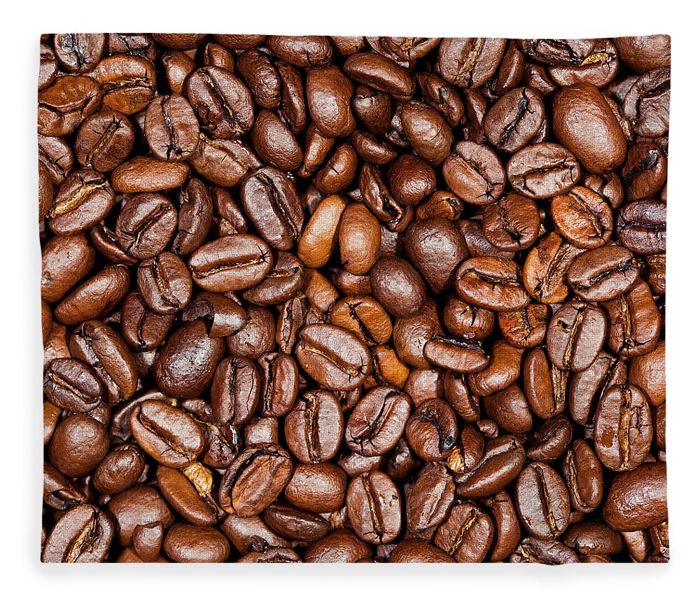 Heap Fleece Blanket featuring the photograph Coffee Beans Close Up by Traveler1116