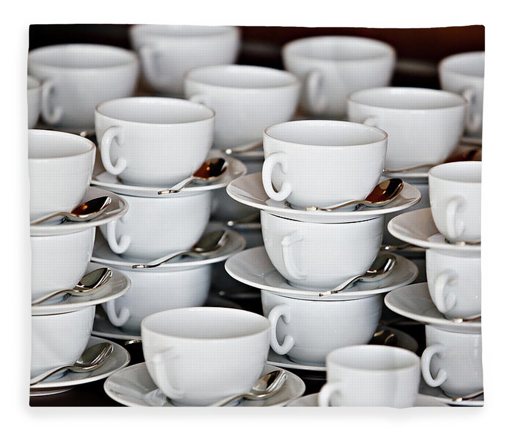 Breakfast Fleece Blanket featuring the photograph Coffee Cups by Tuchkovo