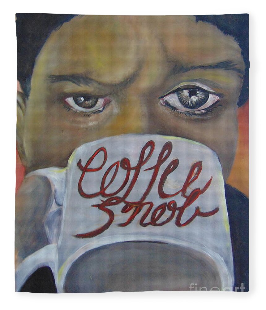 Coffee Cup Fleece Blanket featuring the Coffee Snob by Saundra Johnson