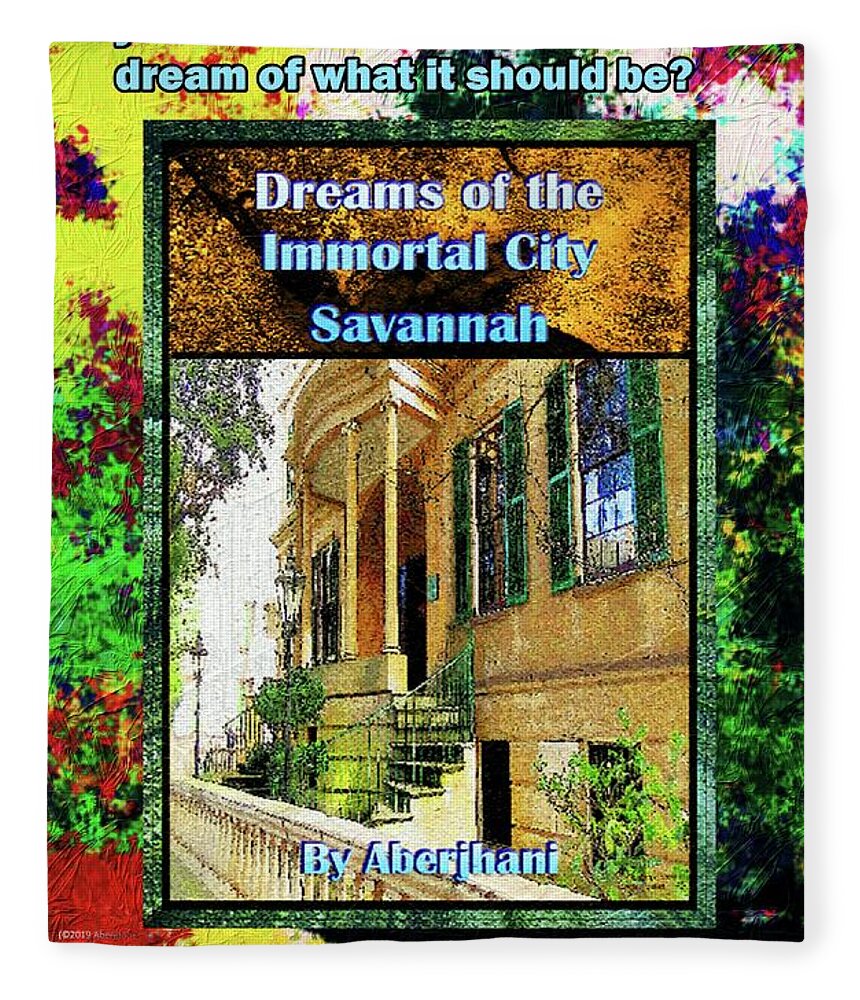 Book Cover Art Fleece Blanket featuring the mixed media Collectible Dreaming Savannah Book Poster by Aberjhani