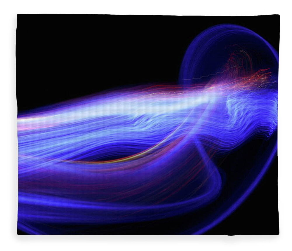 Internet Fleece Blanket featuring the photograph Colored Fiber Optic Light Streaks by Steven Puetzer