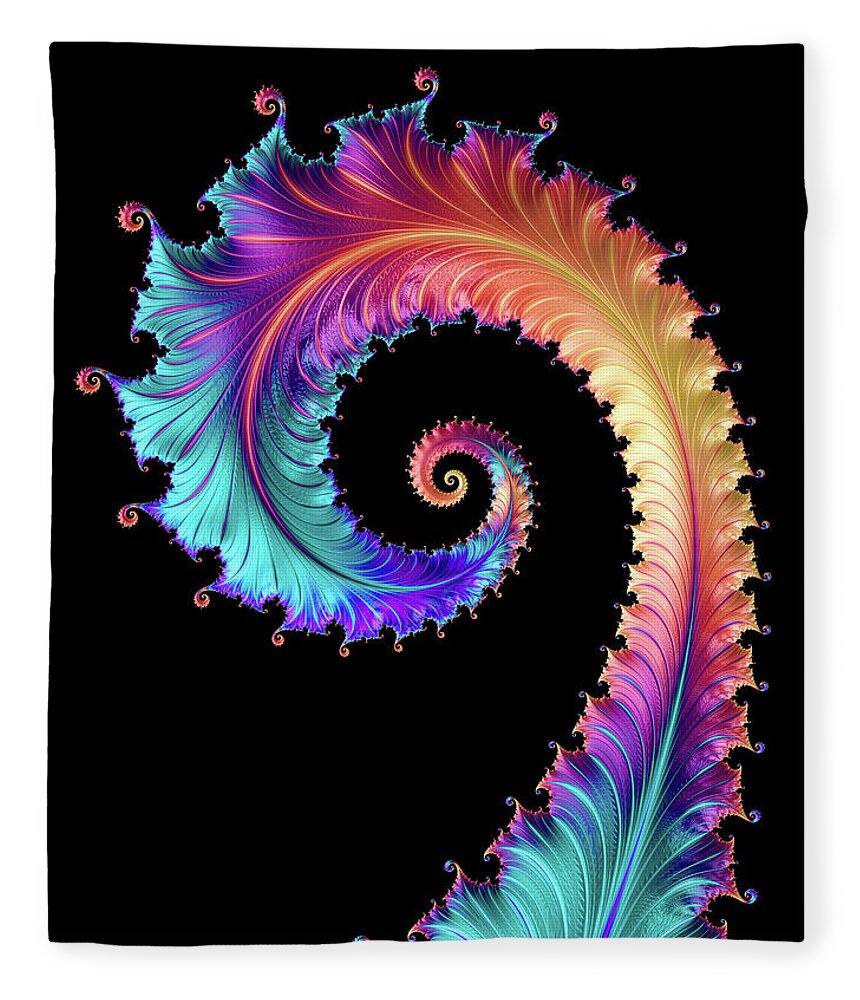 Dragon Tail Fleece Blanket featuring the digital art Colorful Fractal Dragon Tail by Matthias Hauser