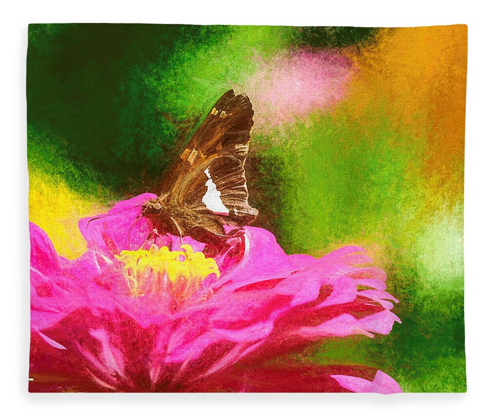 Silver Soptted Skipper Fleece Blanket featuring the photograph Colorful Silver Spotted Skipper Butterfly by Don Northup