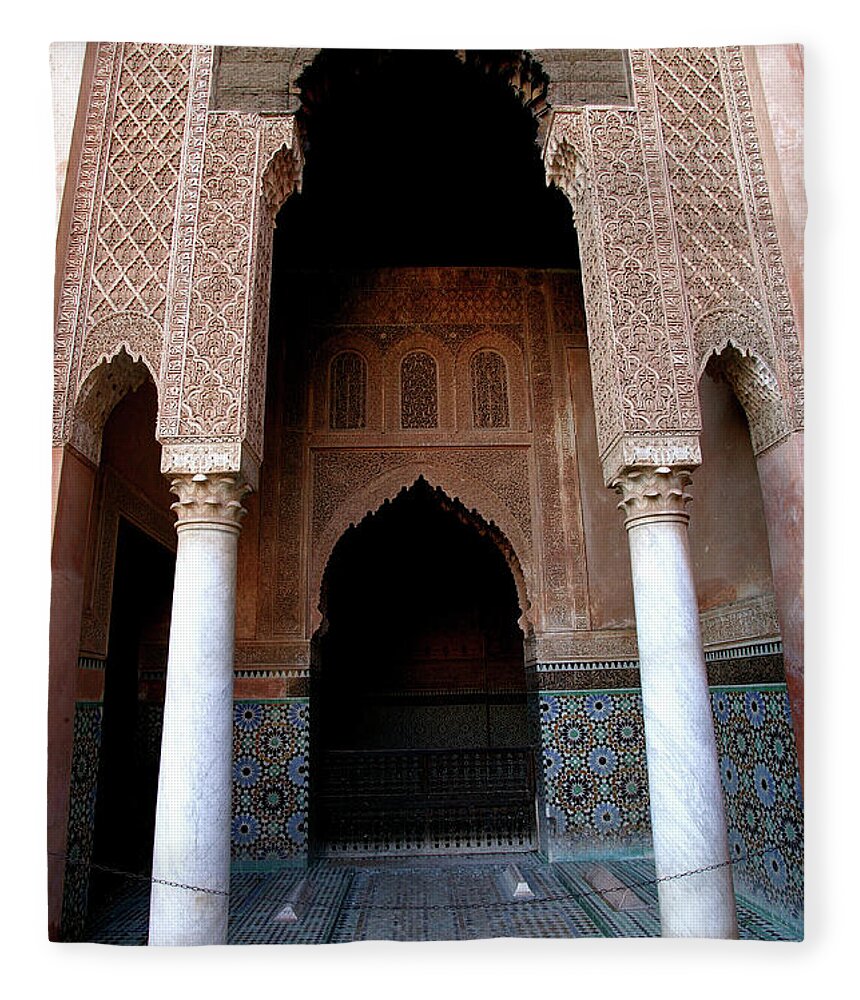 Arch Fleece Blanket featuring the photograph Columned Archway At Saadian Tombs by Lonely Planet