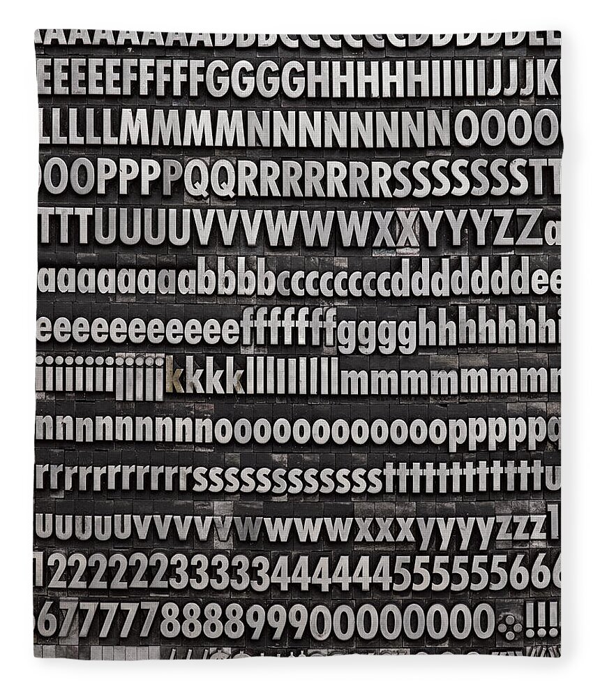 Education Fleece Blanket featuring the photograph Complete Font Letterpress Type by Jeffrey Coolidge