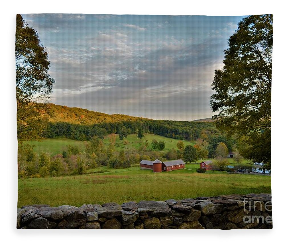 Landscape Fleece Blanket featuring the photograph Connecticut Farm Meadows by Dani McEvoy