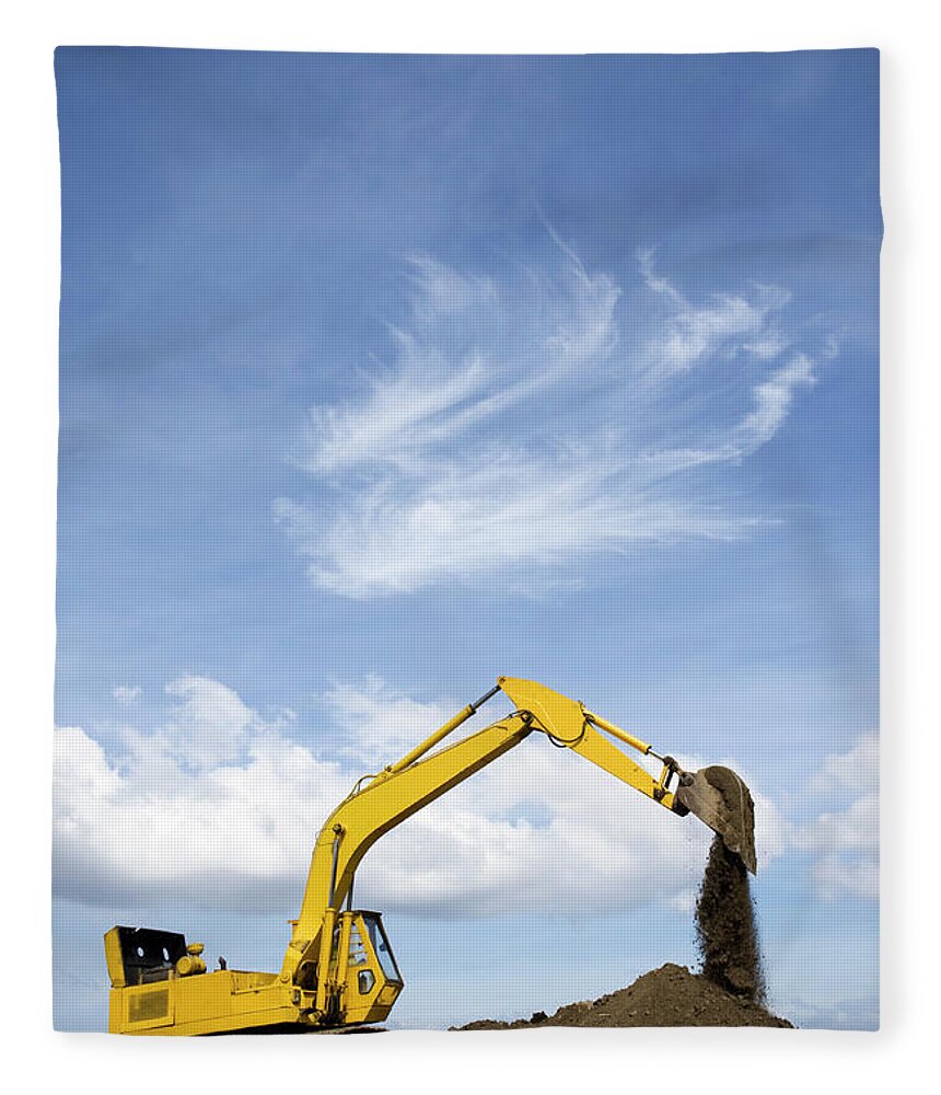 Hydraulic Platform Fleece Blanket featuring the photograph Construction Work by Lordrunar
