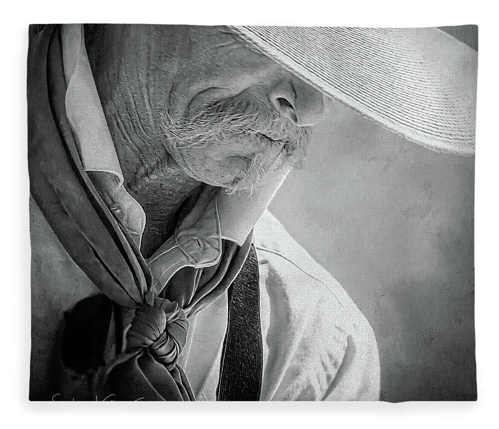 Monochrome Fleece Blanket featuring the photograph Contemplation by Steve Kelley