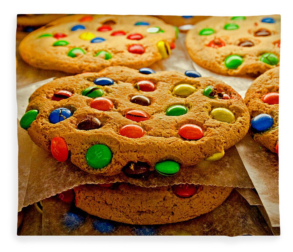 Unhealthy Eating Fleece Blanket featuring the photograph Cookies With M&ms by Kantor