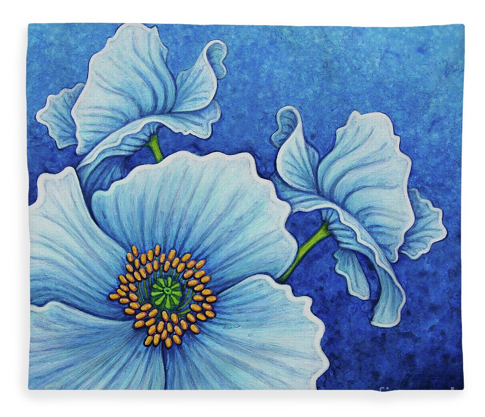 Poppy Fleece Blanket featuring the painting Cool Grace by Amy E Fraser