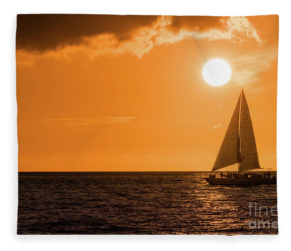 Big Island Fleece Blanket featuring the photograph Copper Sunset by Al Andersen