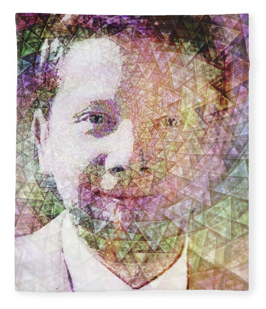 Eckhart Tolle Fleece Blanket featuring the digital art Cosmic Eckhart Tolle by J U A N - O A X A C A