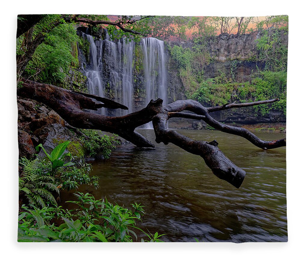 Costa Rica Fleece Blanket featuring the photograph Costa Rican Waterfall by Jonathan Davison