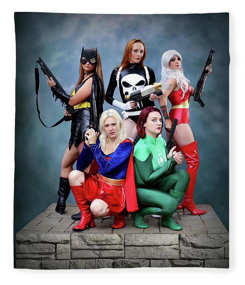 Super Fleece Blanket featuring the photograph Costumed Heroines by Jon Volden