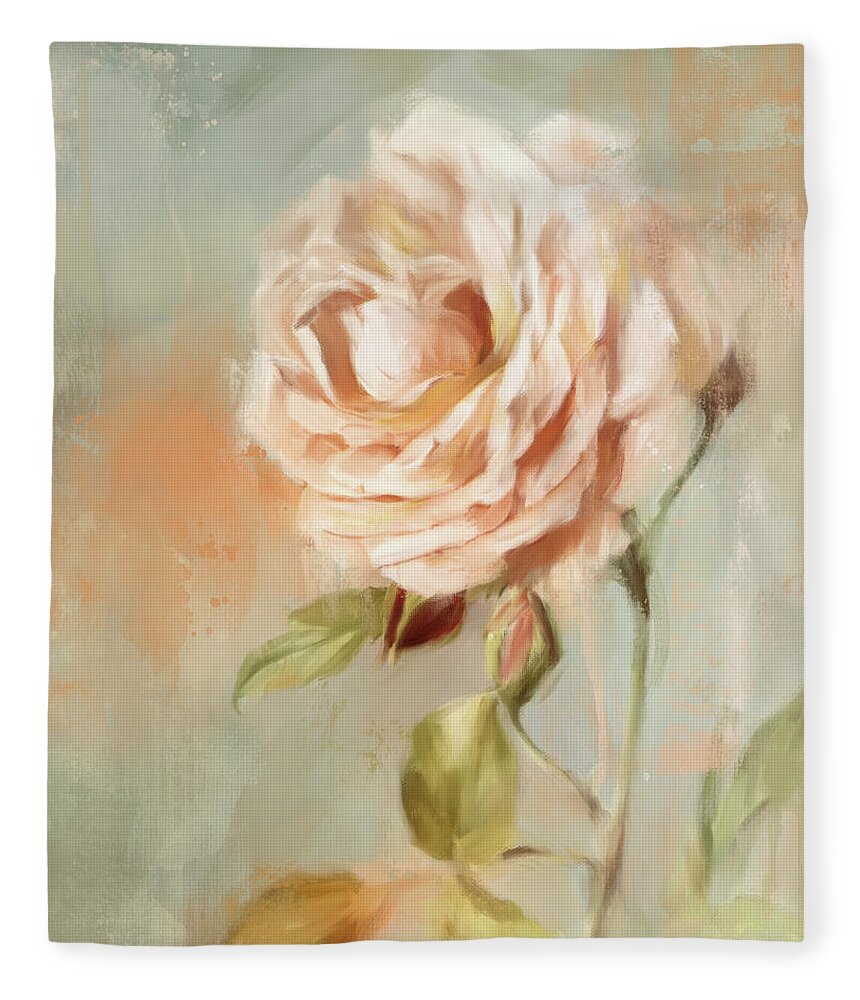Colorful Fleece Blanket featuring the painting Cottage Rose by Jai Johnson