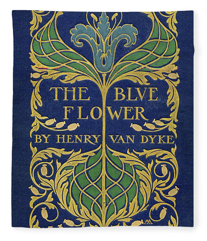 Binding Design Fleece Blanket featuring the mixed media Cover design for The Blue Flower by Margaret Armstrong