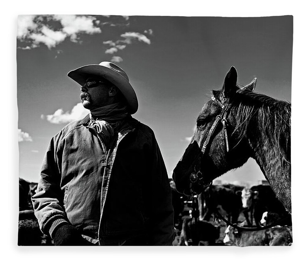 Ranch Fleece Blanket featuring the photograph Cowboy Portrait by Julieta Belmont