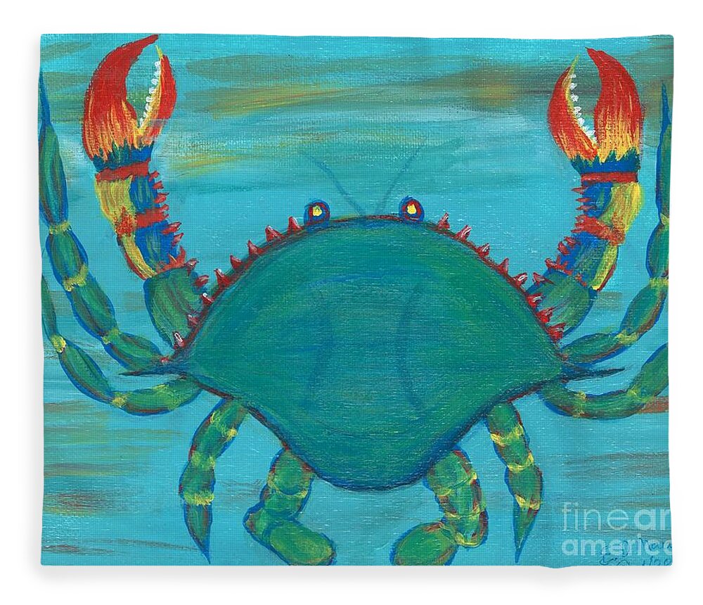 Crab Fleece Blanket featuring the painting Crab II by Elizabeth Mauldin