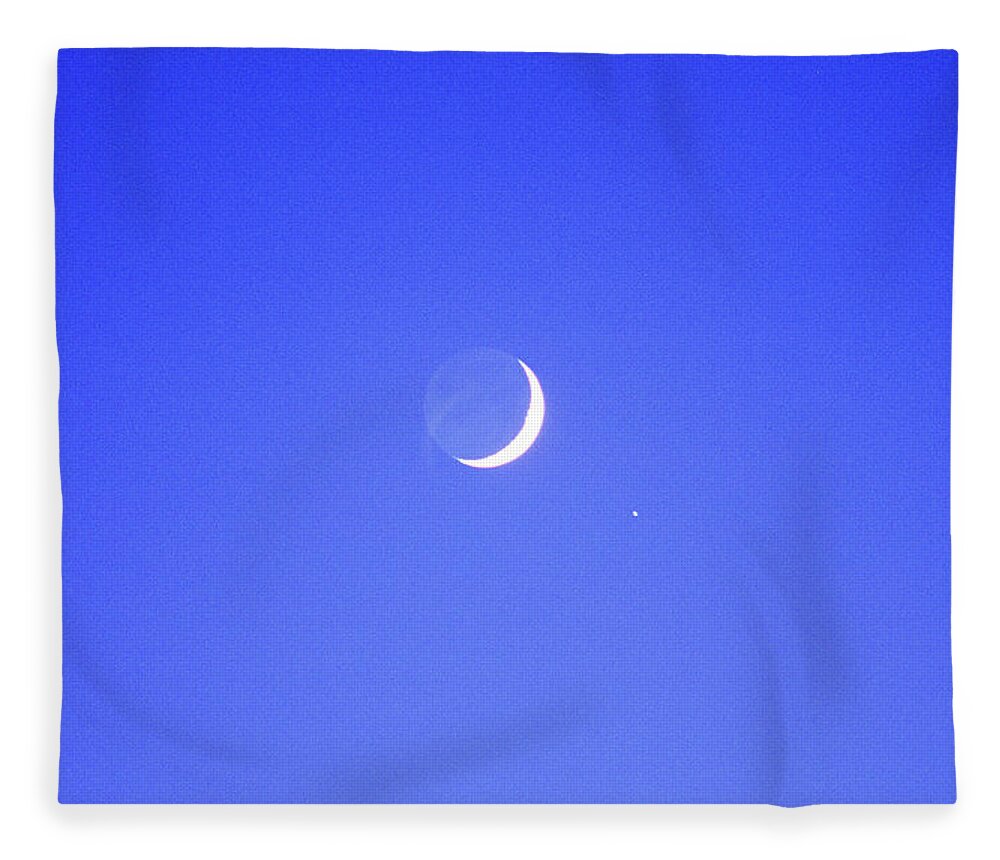 Outdoors Fleece Blanket featuring the photograph Crescent Moon And Venus by Sam Clemens