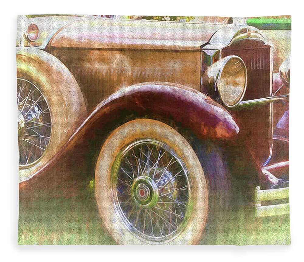 Antique Car Fleece Blanket featuring the photograph Cruise into Tomorrow With Yesterday's Wheels by Ola Allen